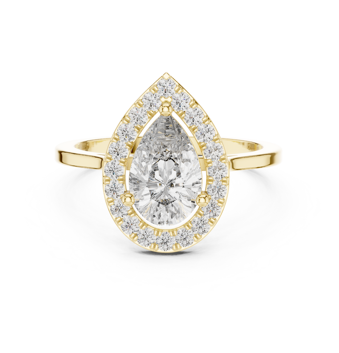 IGI Certified Pear-Shaped Halo Lab-Grown Diamond Ring | 14K & 18K Rose Gold | Kiashaa Jewellery