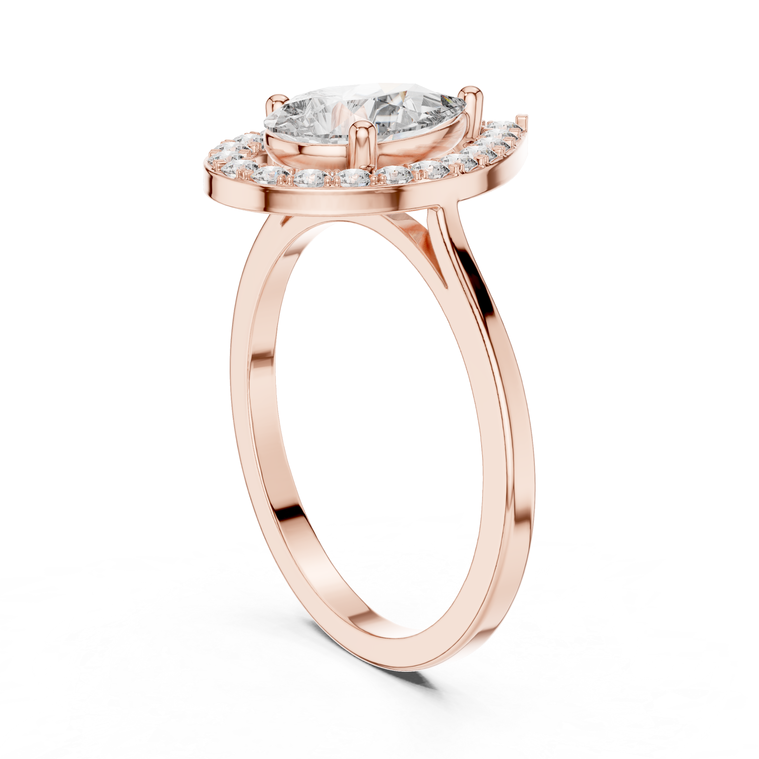 IGI Certified Pear-Shaped Halo Lab-Grown Diamond Ring | 14K & 18K Rose Gold | Kiashaa Jewellery