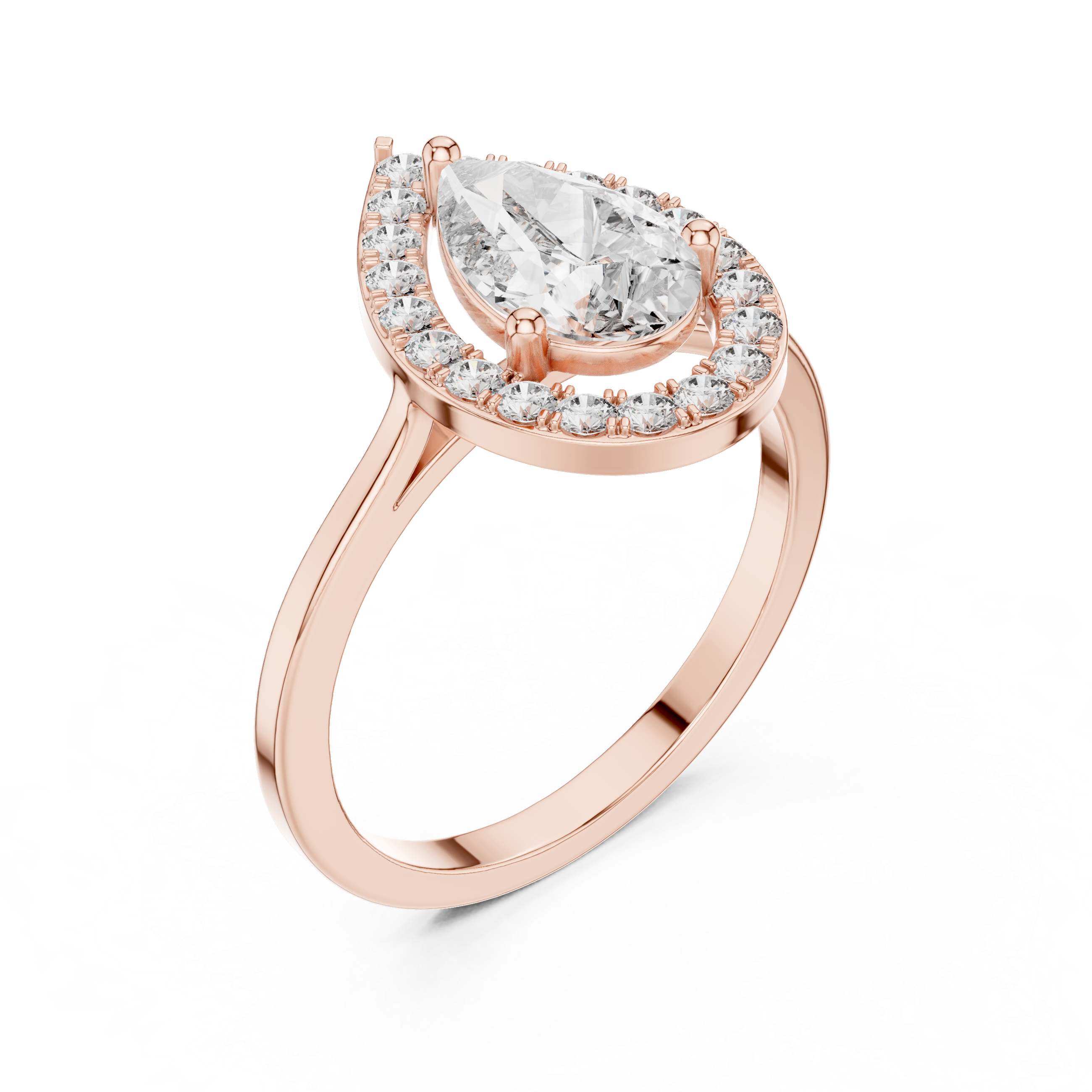 IGI Certified Pear-Shaped Halo Lab-Grown Diamond Ring | 14K & 18K Rose Gold | Kiashaa Jewellery
