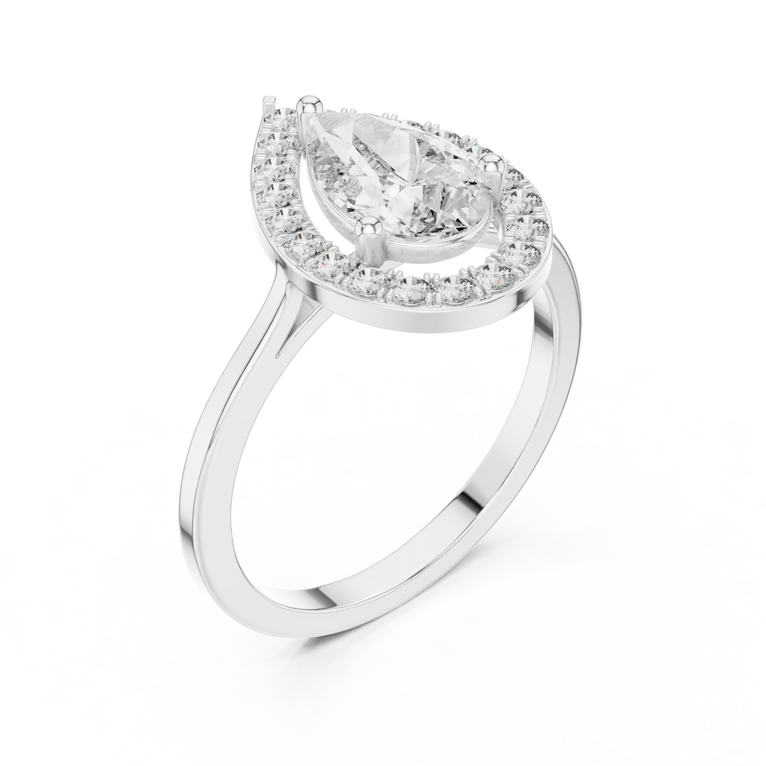 IGI Certified Pear-Shaped Halo Lab-Grown Diamond Ring | 14K & 18K Rose Gold | Kiashaa Jewellery