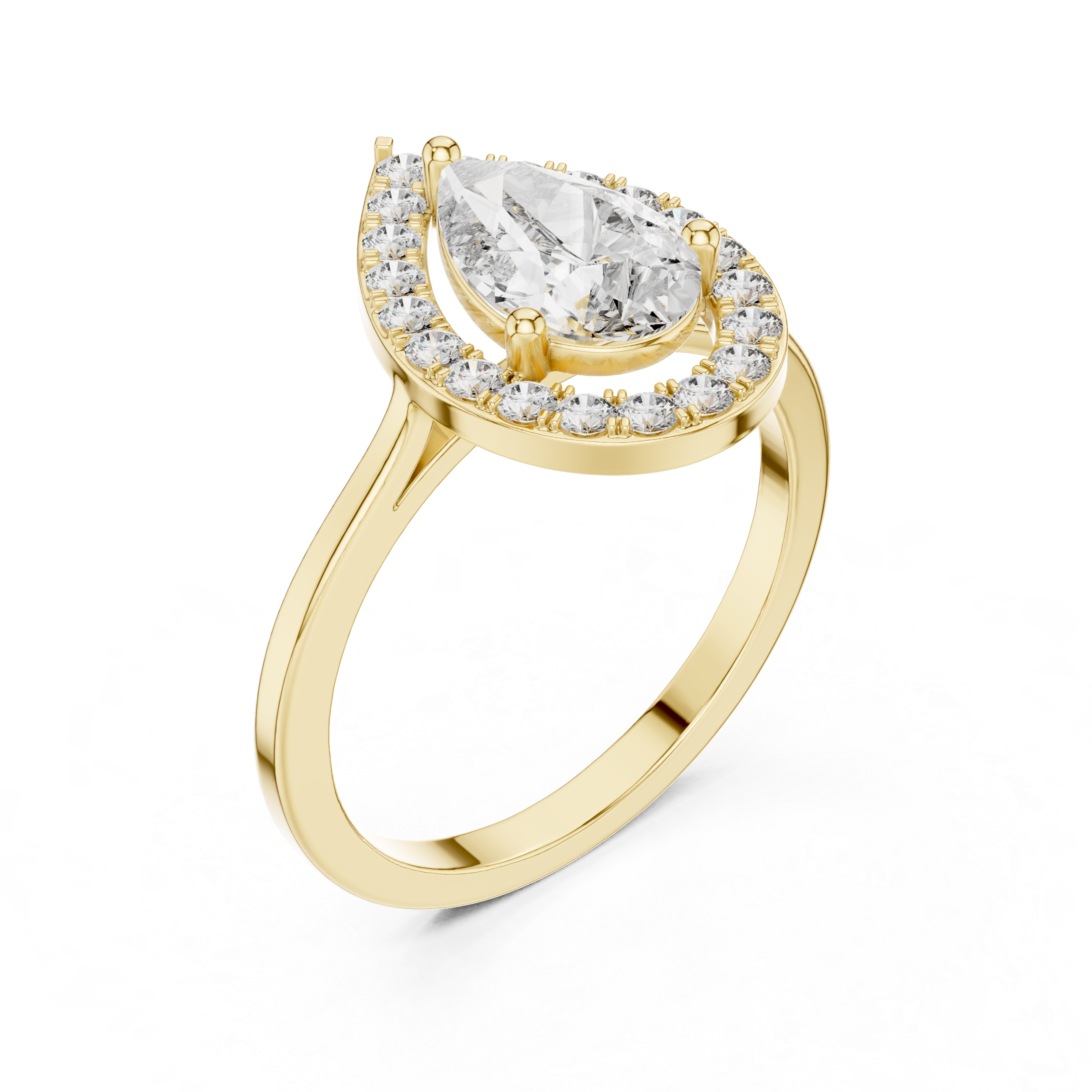 IGI Certified Pear-Shaped Halo Lab-Grown Diamond Ring | 14K & 18K Rose Gold | Kiashaa Jewellery