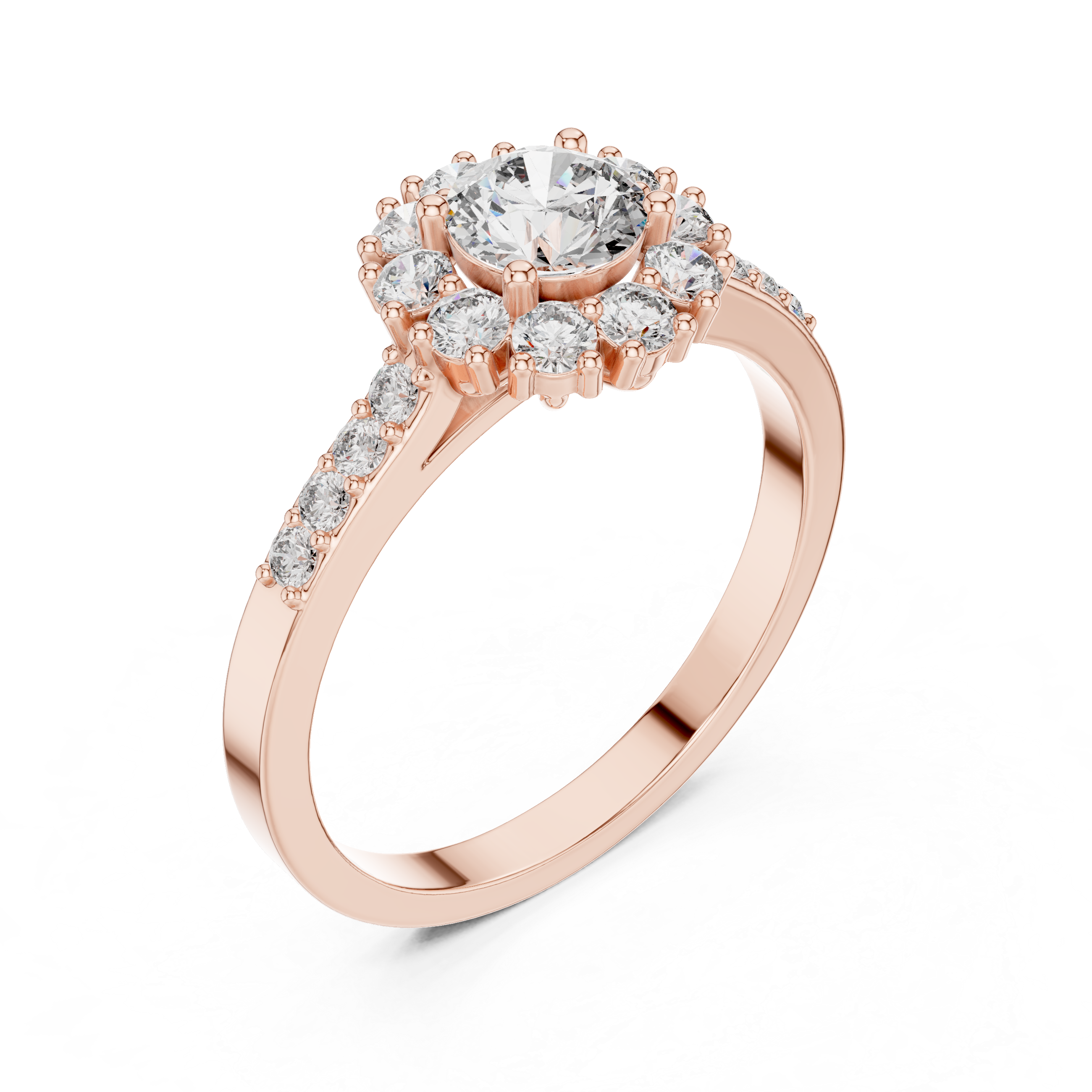 IGI Certified Solitaire Halo Lab-Grown Diamond Ring | 14K & 18K Rose Gold | Kiashaa Jewellery