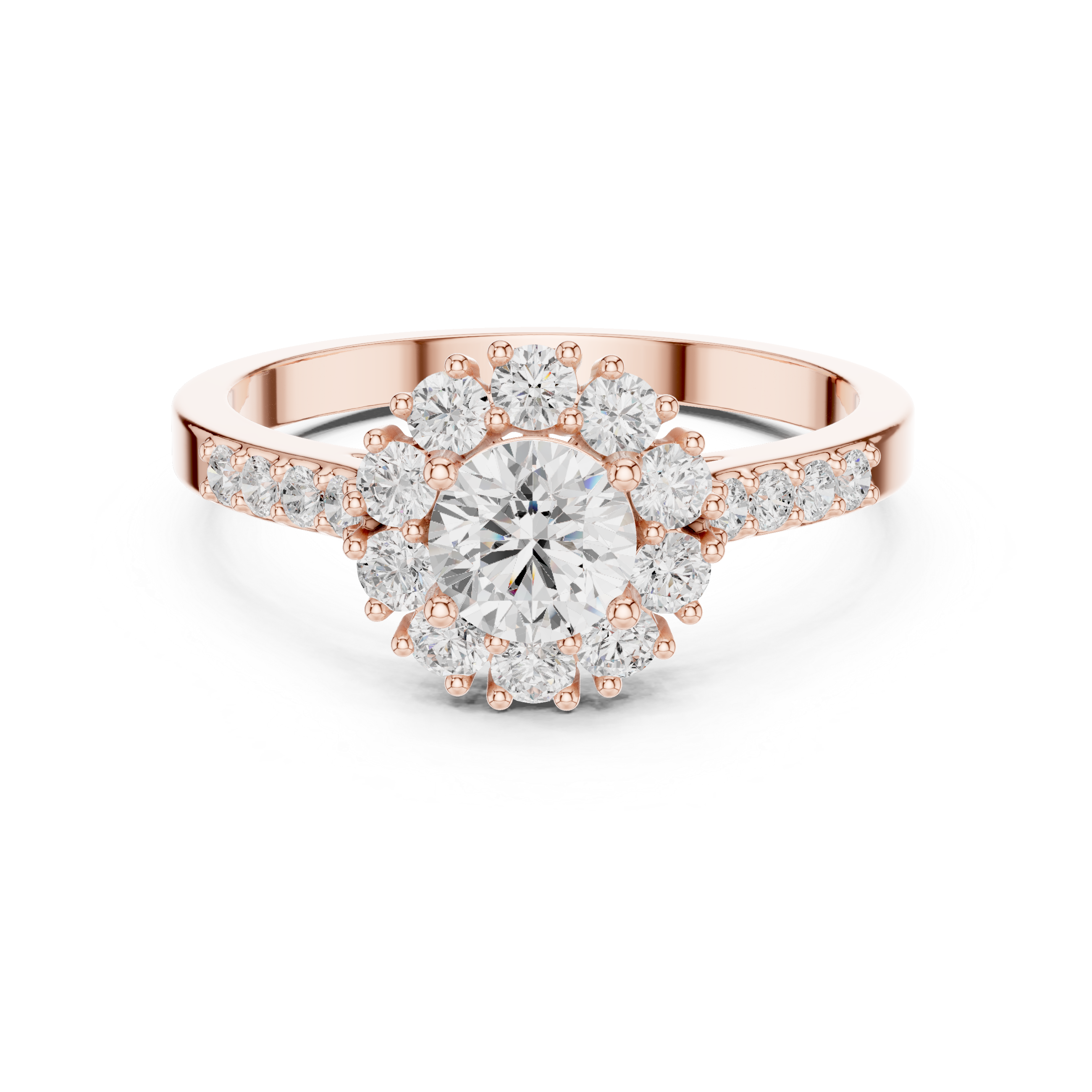 IGI Certified Solitaire Halo Lab-Grown Diamond Ring | 14K & 18K Rose Gold | Kiashaa Jewellery