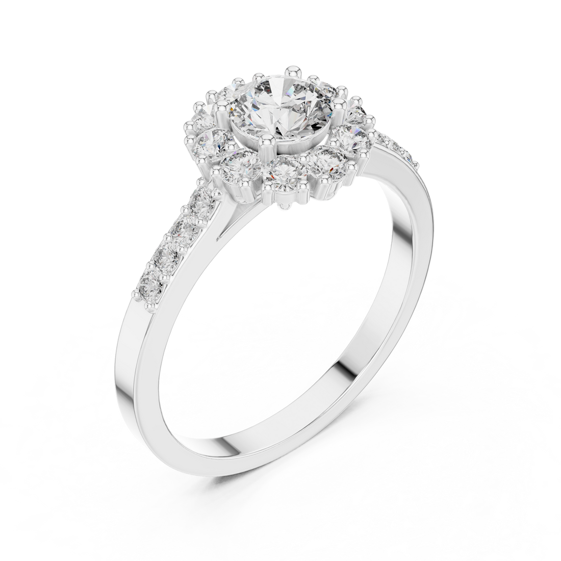 IGI Certified Solitaire Halo Lab-Grown Diamond Ring | 14K & 18K Rose Gold | Kiashaa Jewellery