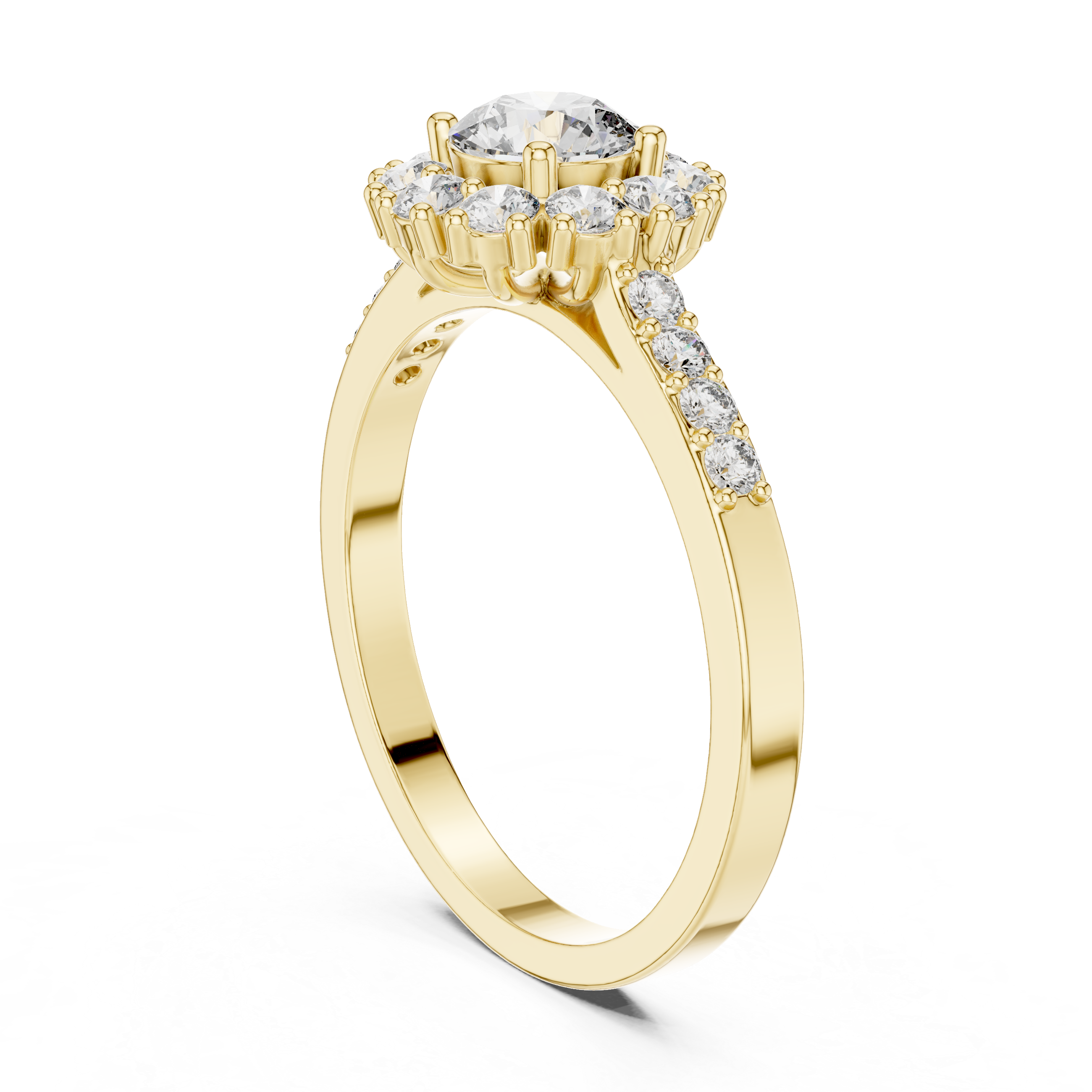 IGI Certified Solitaire Halo Lab-Grown Diamond Ring | 14K & 18K Rose Gold | Kiashaa Jewellery