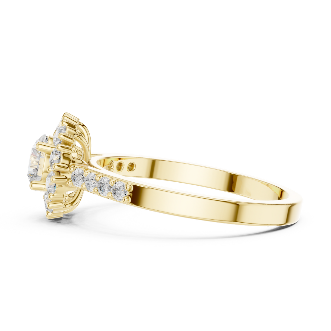 IGI Certified Solitaire Halo Lab-Grown Diamond Ring | 14K & 18K Rose Gold | Kiashaa Jewellery