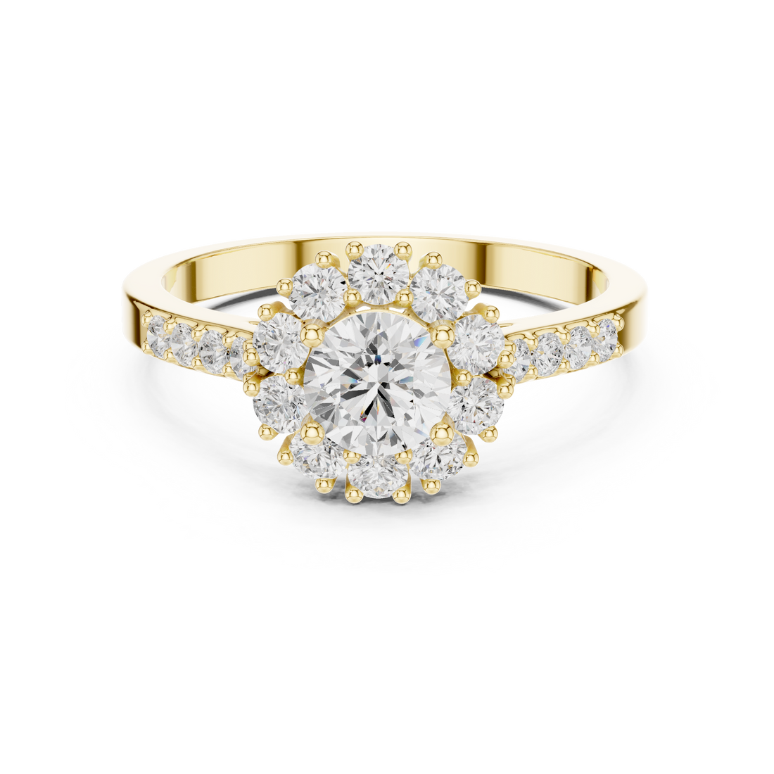 IGI Certified Solitaire Halo Lab-Grown Diamond Ring | 14K & 18K Rose Gold | Kiashaa Jewellery