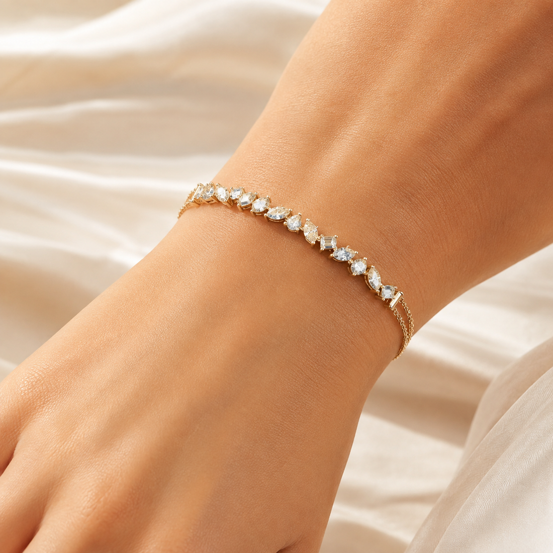 1.50 CTW Multi-Shape Diamond Bracelet in 14K & 18K Gold