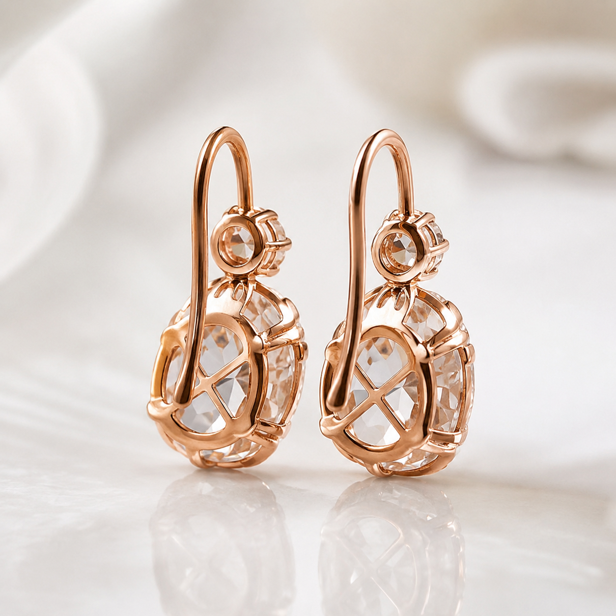 Kiashaa Jewellery 1.2 CT lab-grown diamond drop earrings featuring cushion stones and yellow gold hooks
