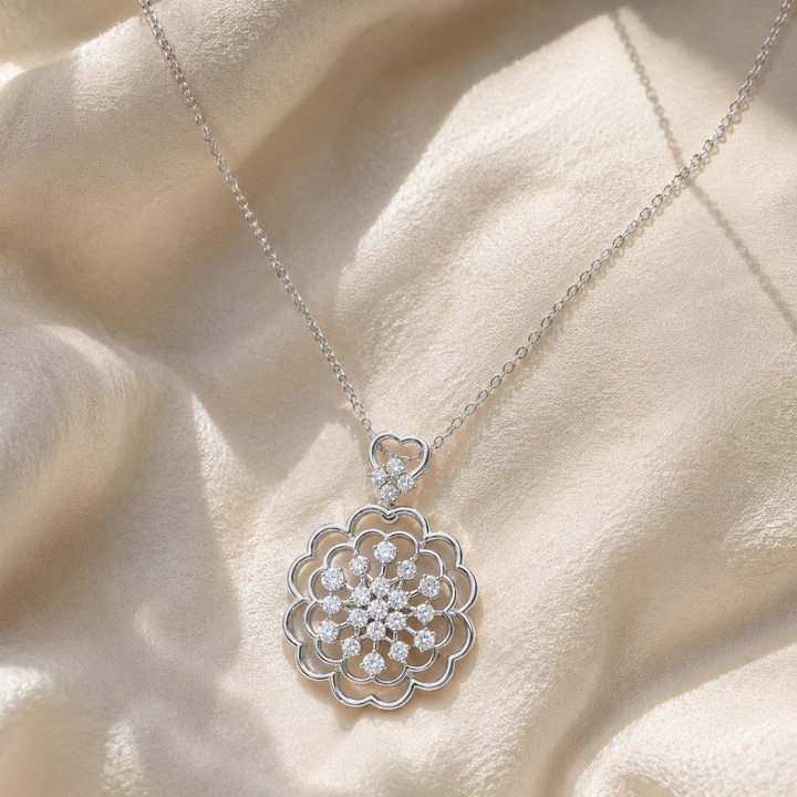 Celestia Bloom 0.71 CTW Round Diamond Pendant in 14K & 18K Gold Floral Pendant For Her