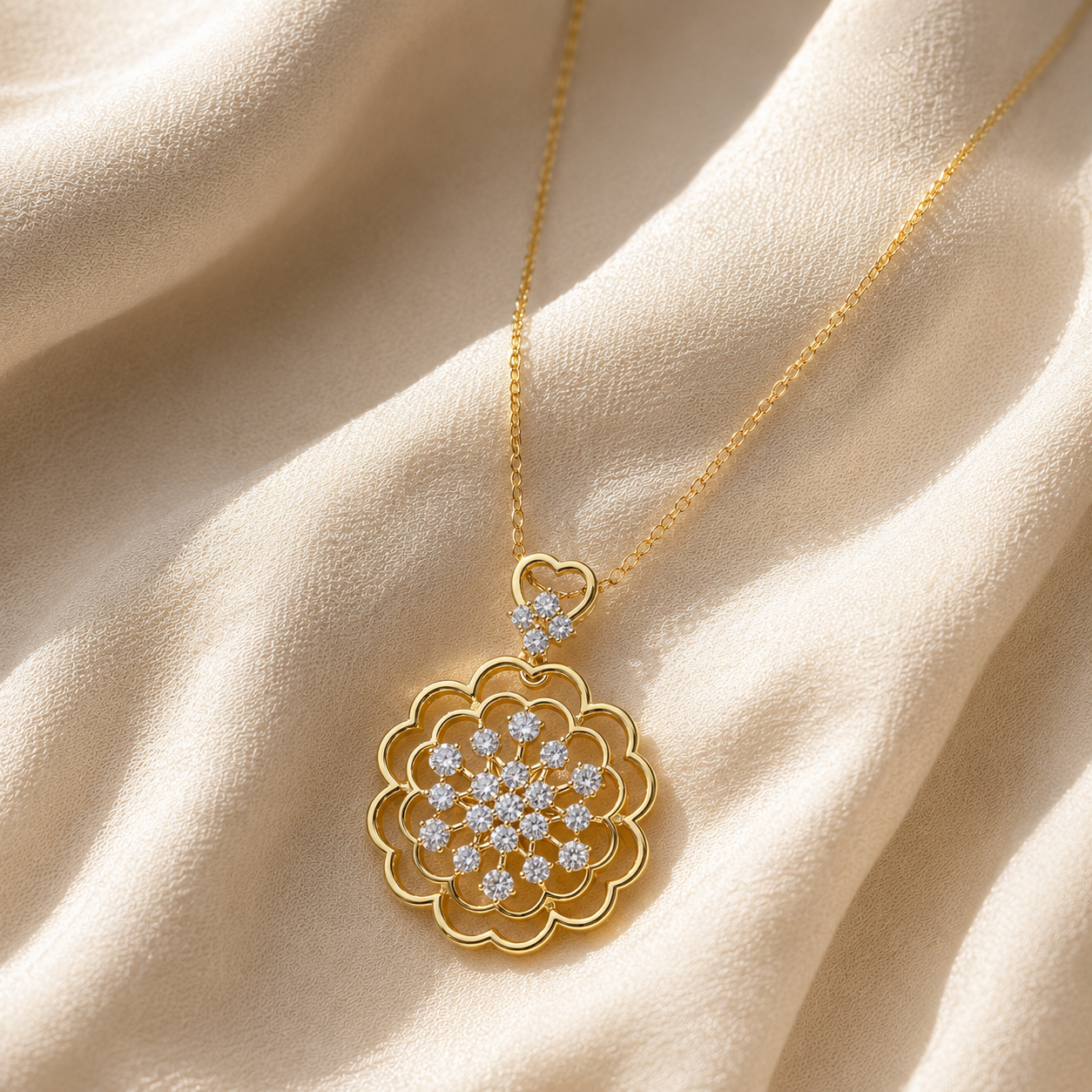 Celestia Bloom 0.71 CTW Round Diamond Pendant in 14K & 18K Gold Floral Pendant For Her