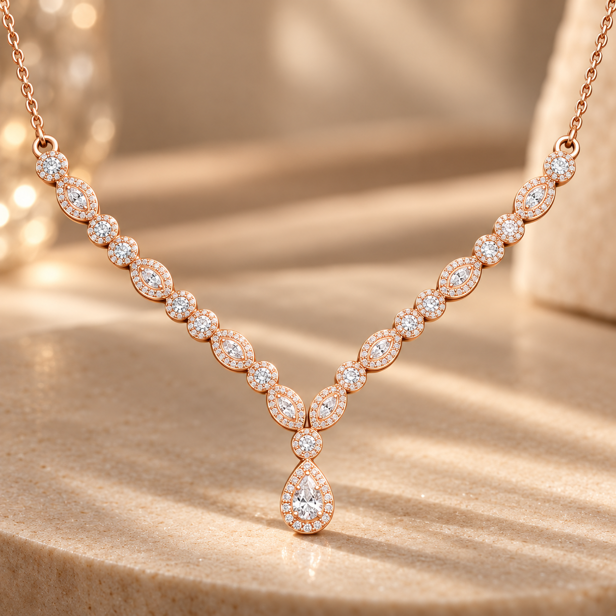 1.142 CTW Round Diamond Drop Necklace in 14K & 18K Gold