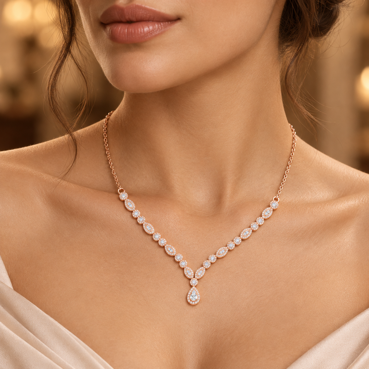 1.142 CTW Round Diamond Drop Necklace in 14K & 18K Gold