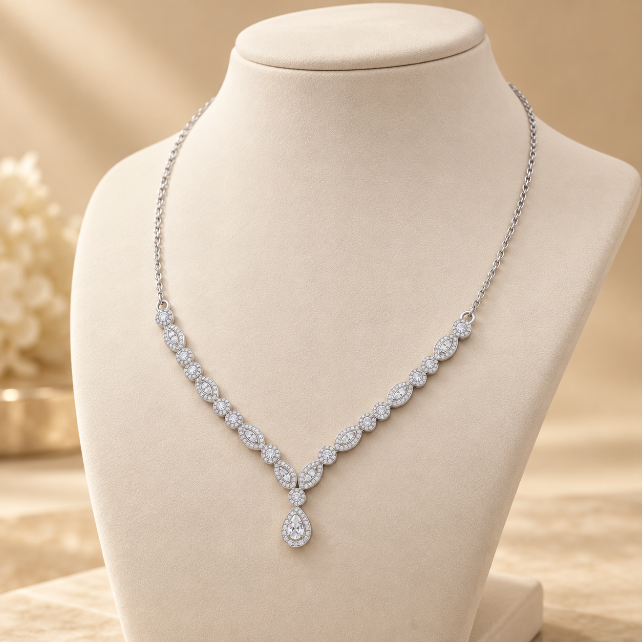 1.142 CTW Round Diamond Drop Necklace in 14K & 18K Gold