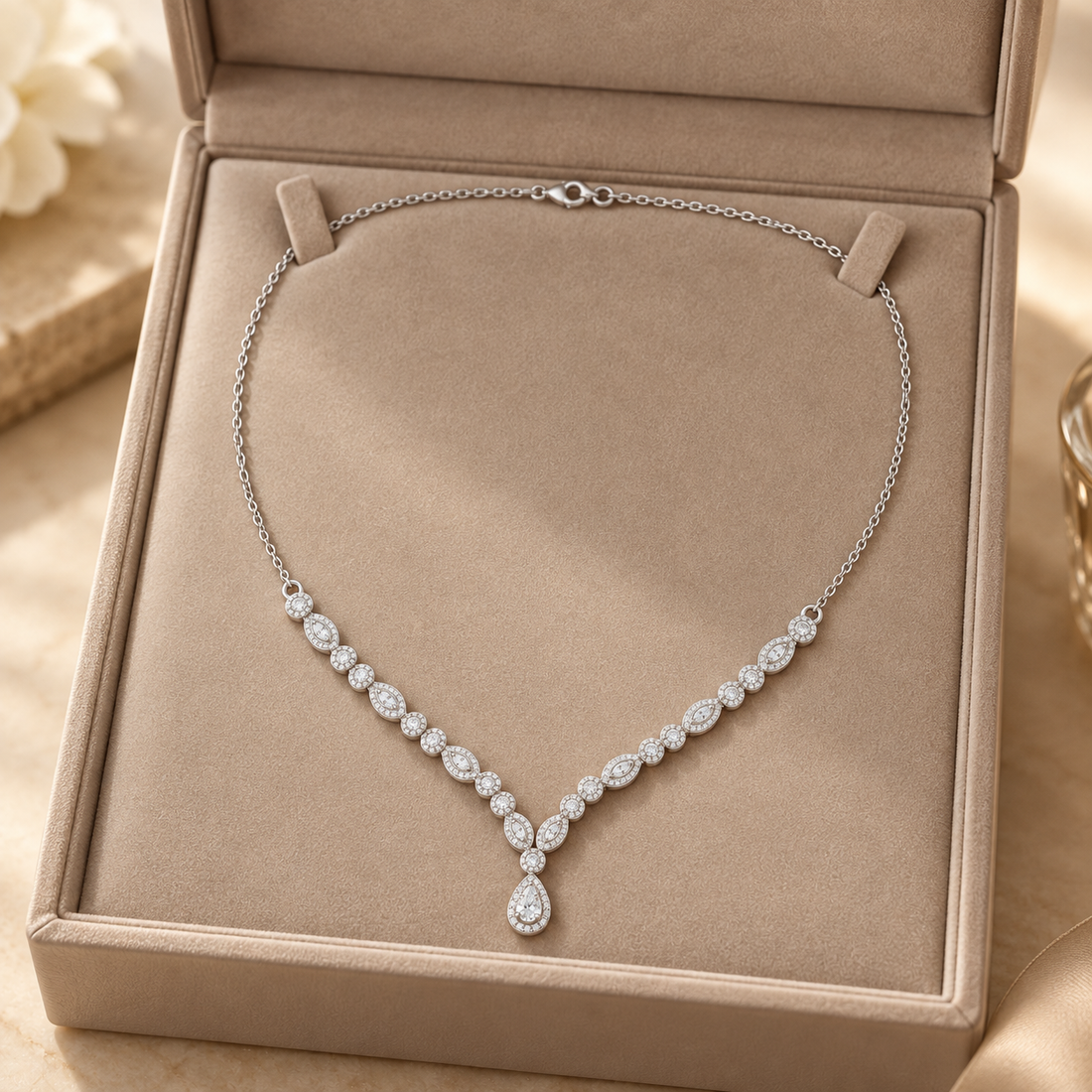 1.142 CTW Round Diamond Drop Necklace in 14K & 18K Gold