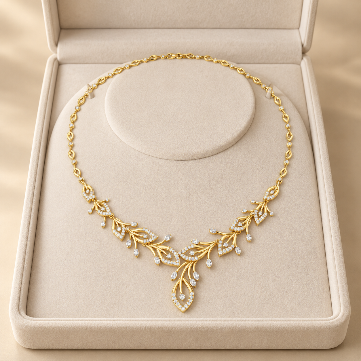 2.368 CTW Floral Vine Diamond Necklace in 14K & 18K Gold