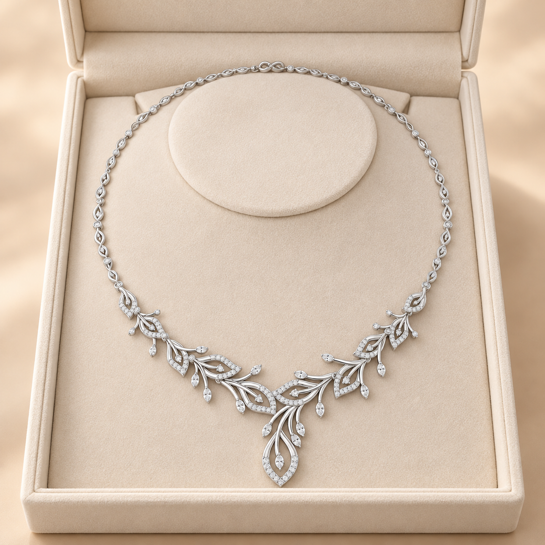 2.368 CTW Floral Vine Diamond Necklace in 14K & 18K Gold