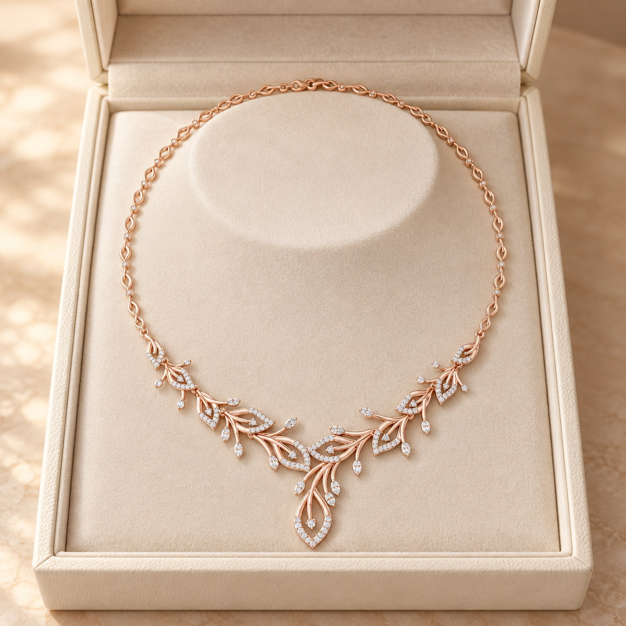 2.368 CTW Floral Vine Diamond Necklace in 14K & 18K Gold