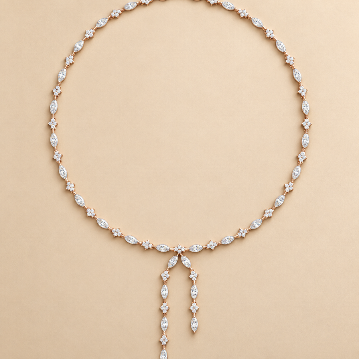 10.43 CT Marquise Lab Grown Diamond Y Necklace, Luxury Gold Lariat Lady Necklace