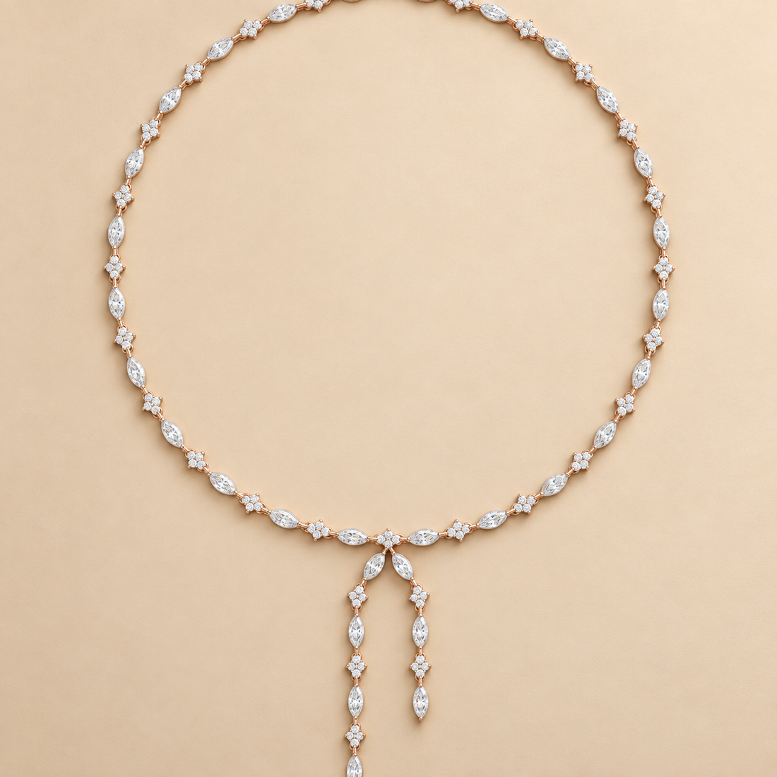 10.43 CT Marquise Lab Grown Diamond Y Necklace, Luxury Gold Lariat Lady Necklace