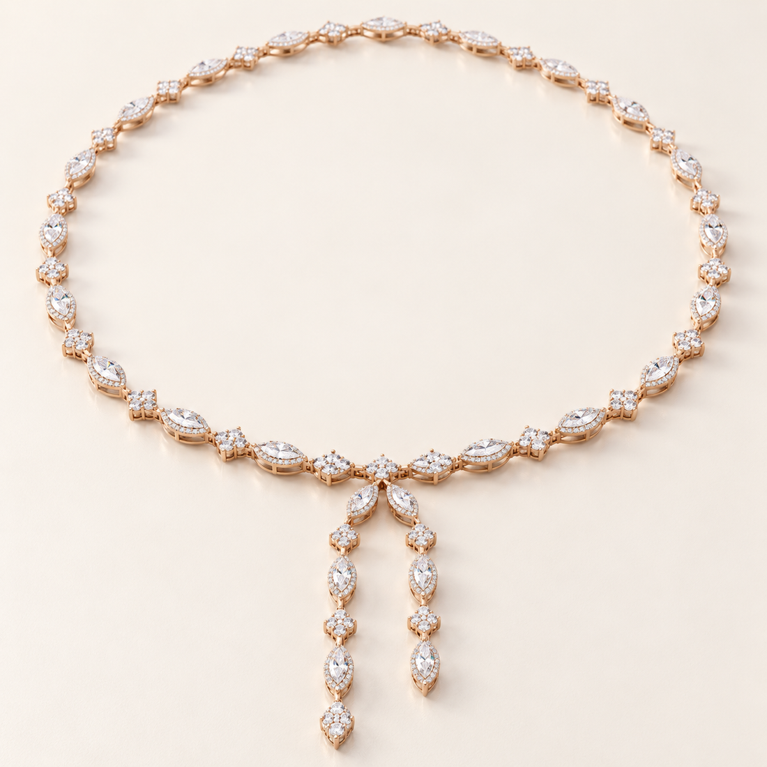 10.43 CT Marquise Lab Grown Diamond Y Necklace, Luxury Gold Lariat Lady Necklace