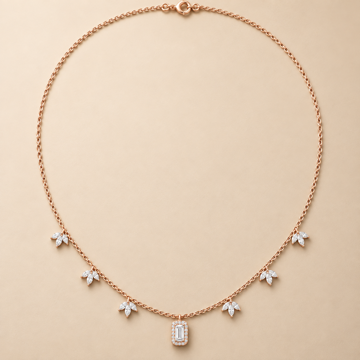 The Marquise Garden Baguette Necklace For Her