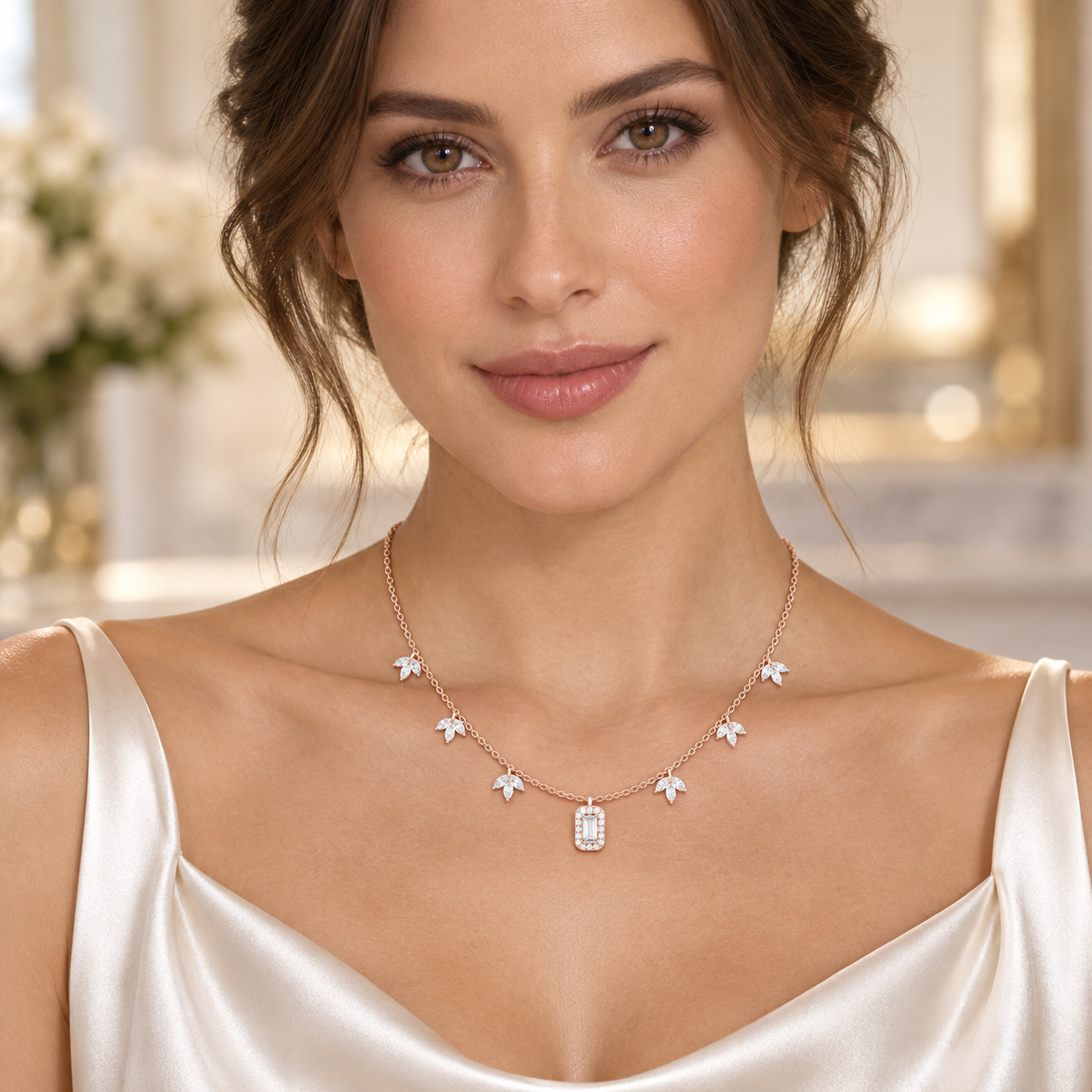 The Marquise Garden Baguette Necklace For Her