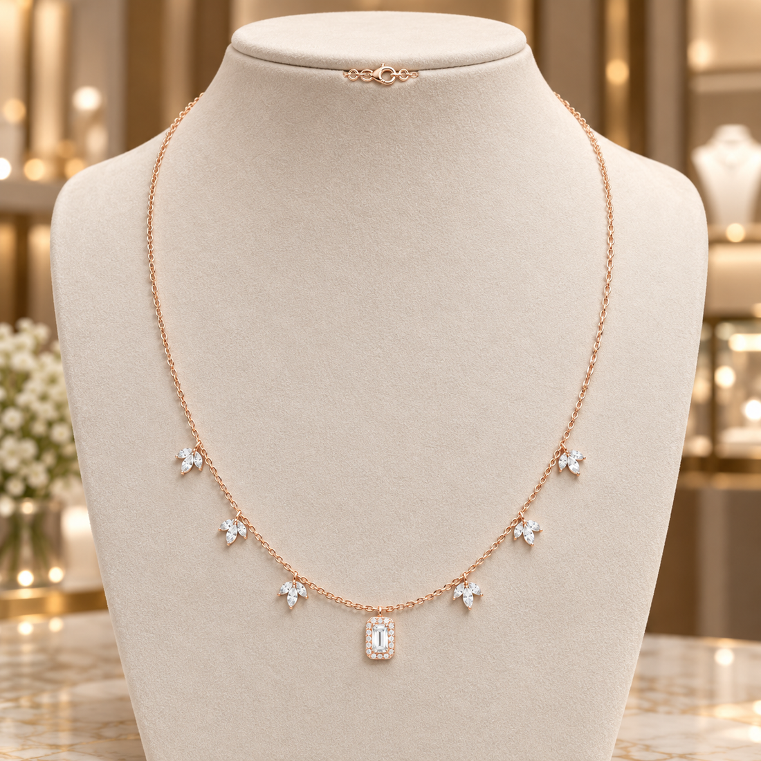 The Marquise Garden Baguette Necklace For Her