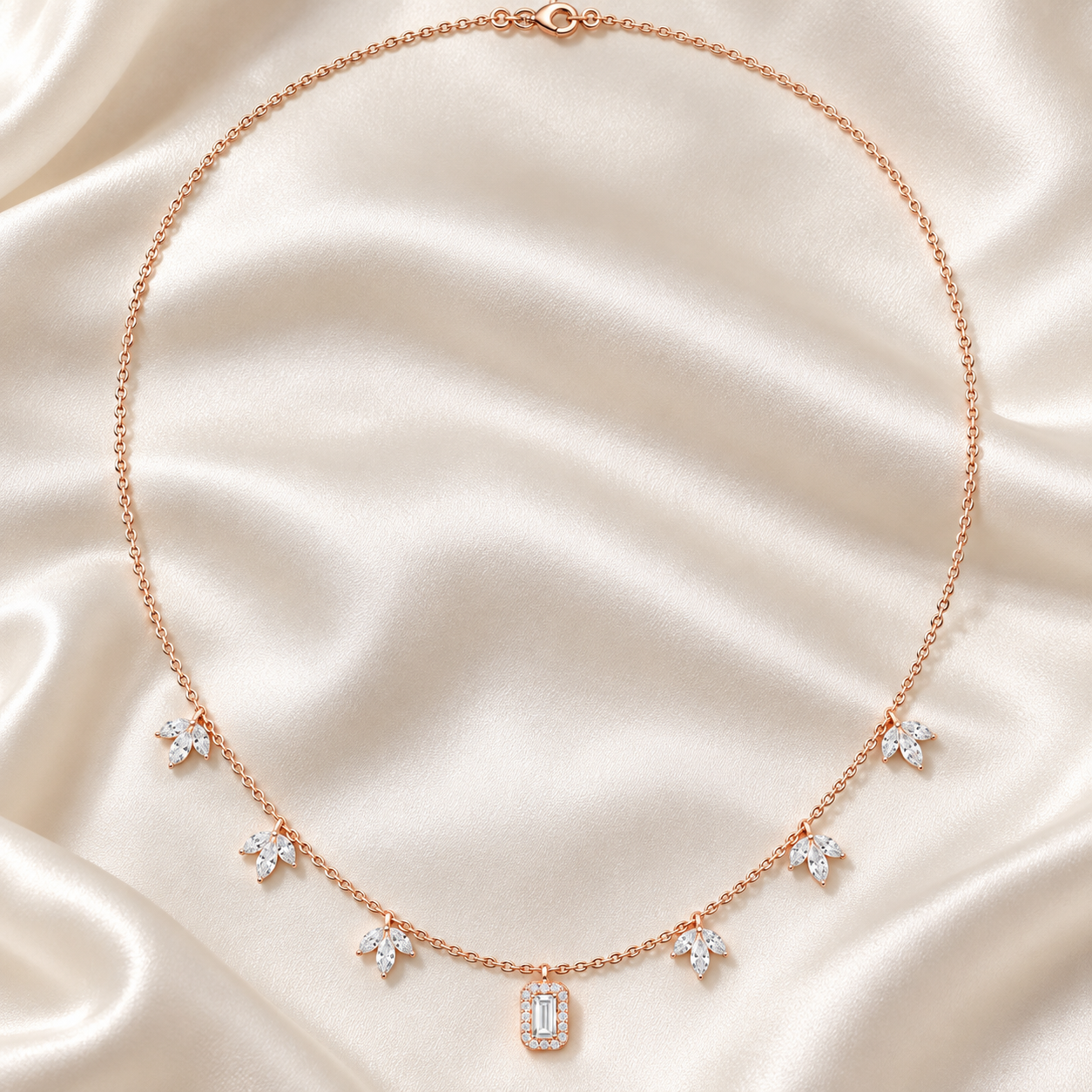 The Marquise Garden Baguette Necklace For Her