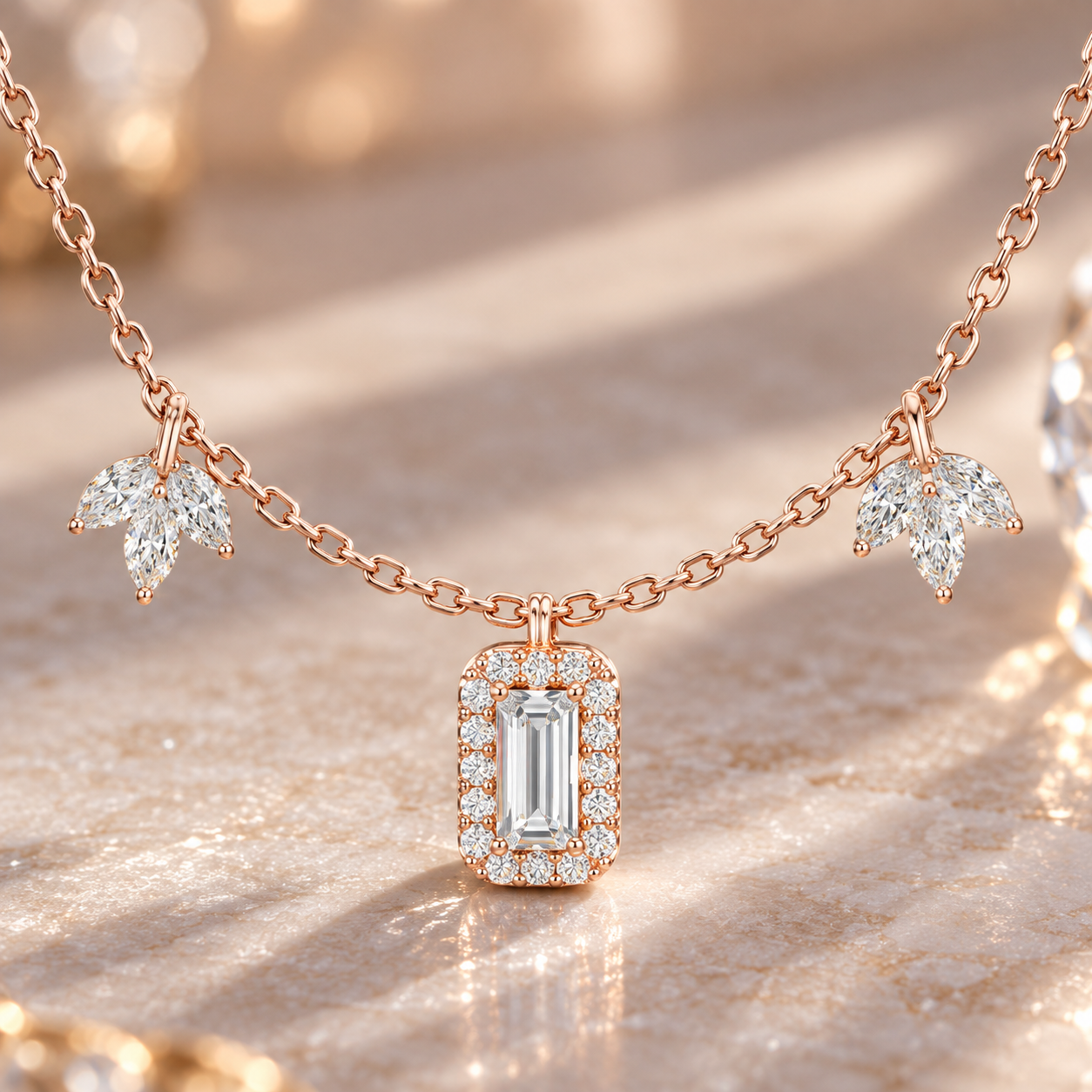 The Marquise Garden Baguette Necklace For Her