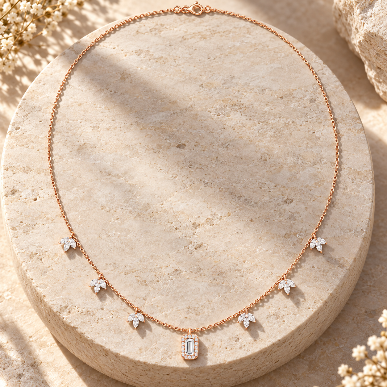 The Marquise Garden Baguette Necklace For Her