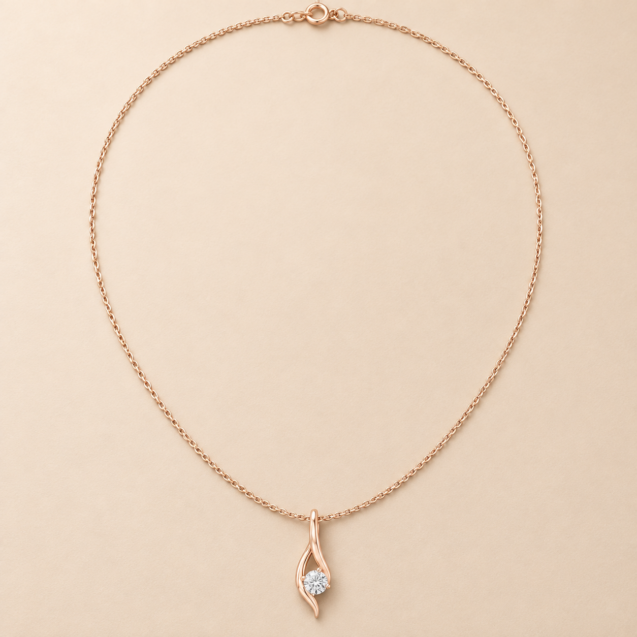 Eternal Embrace 0.50 CT Round Lab-Grown Diamond Solitaire Pendant Chain
