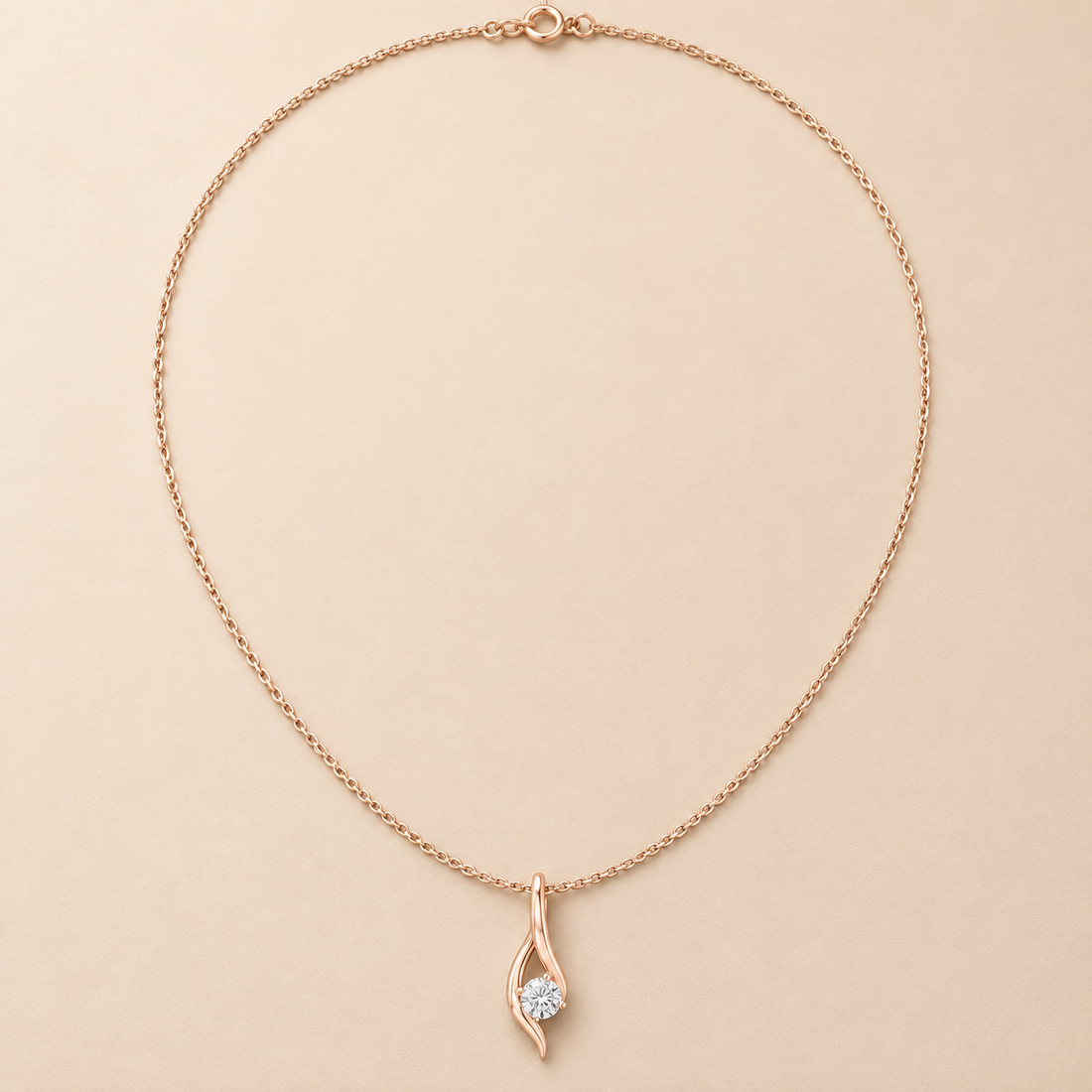 Eternal Embrace 0.50 CT Round Lab-Grown Diamond Solitaire Pendant Chain