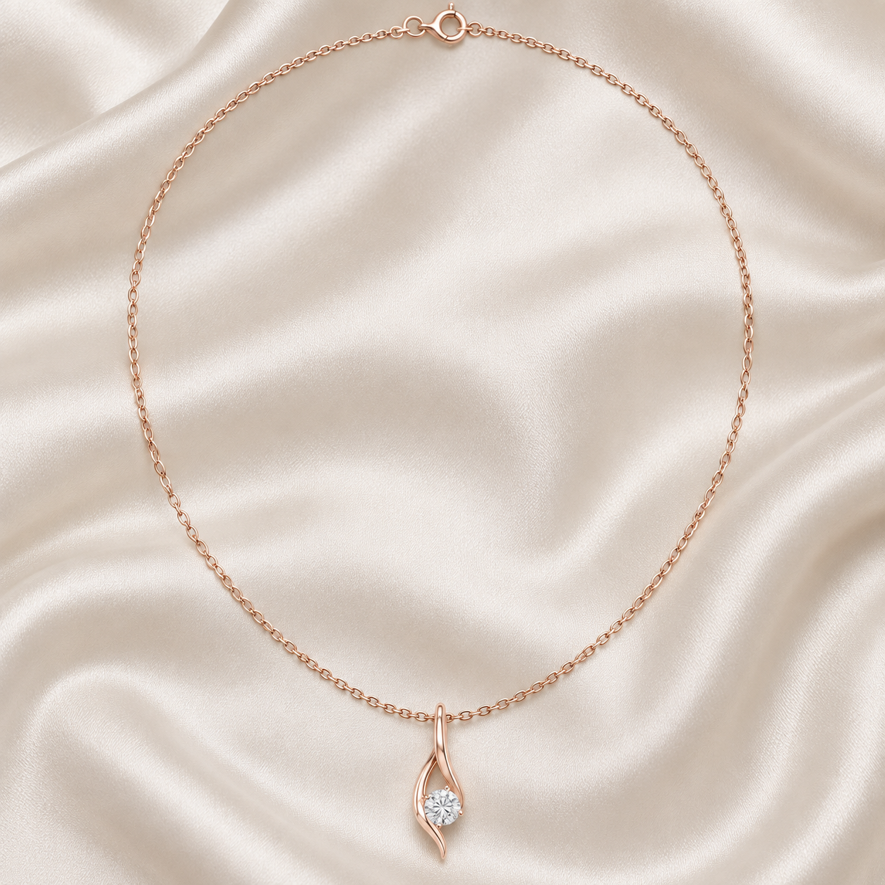 Eternal Embrace 0.50 CT Round Lab-Grown Diamond Solitaire Pendant Chain