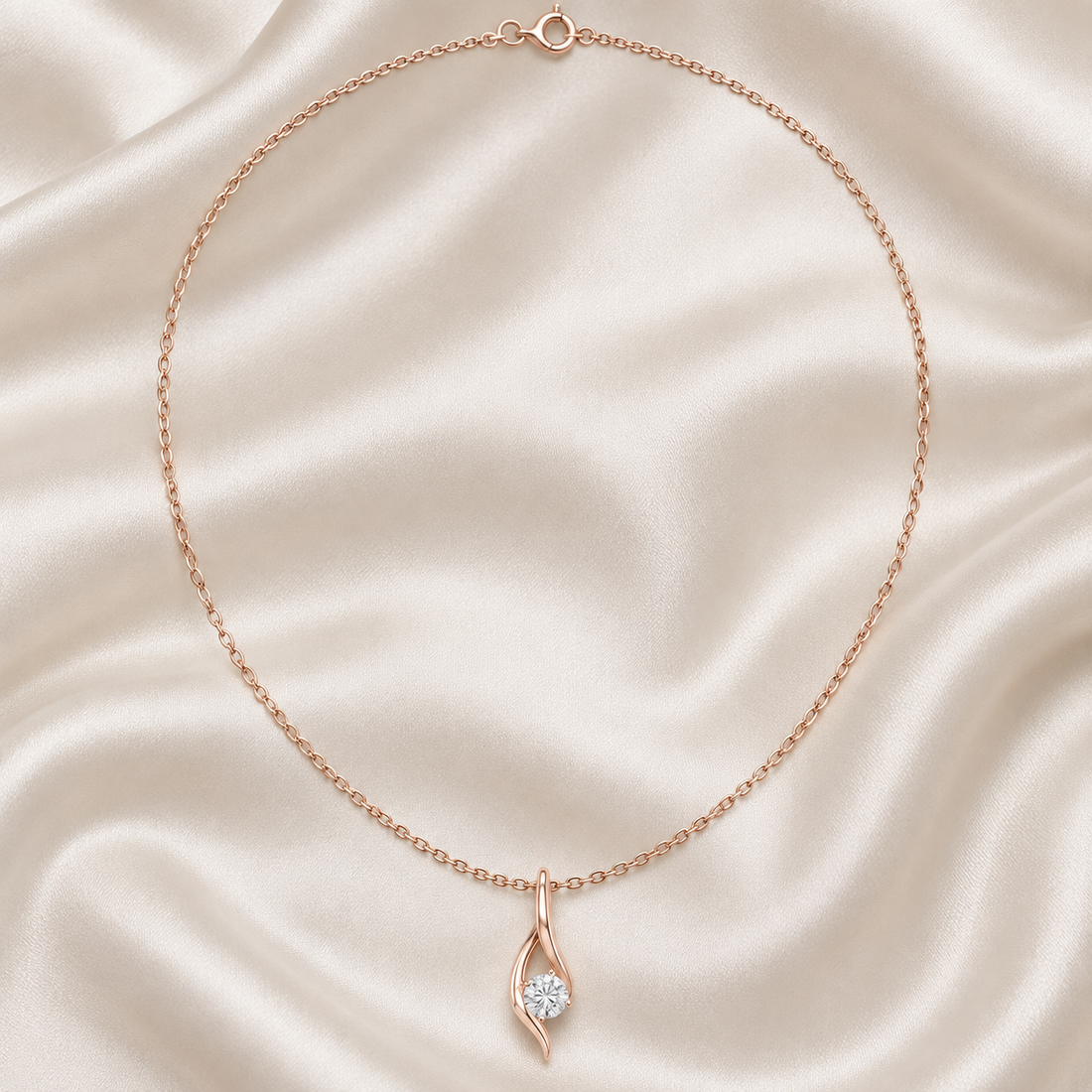 Eternal Embrace 0.50 CT Round Lab-Grown Diamond Solitaire Pendant Chain