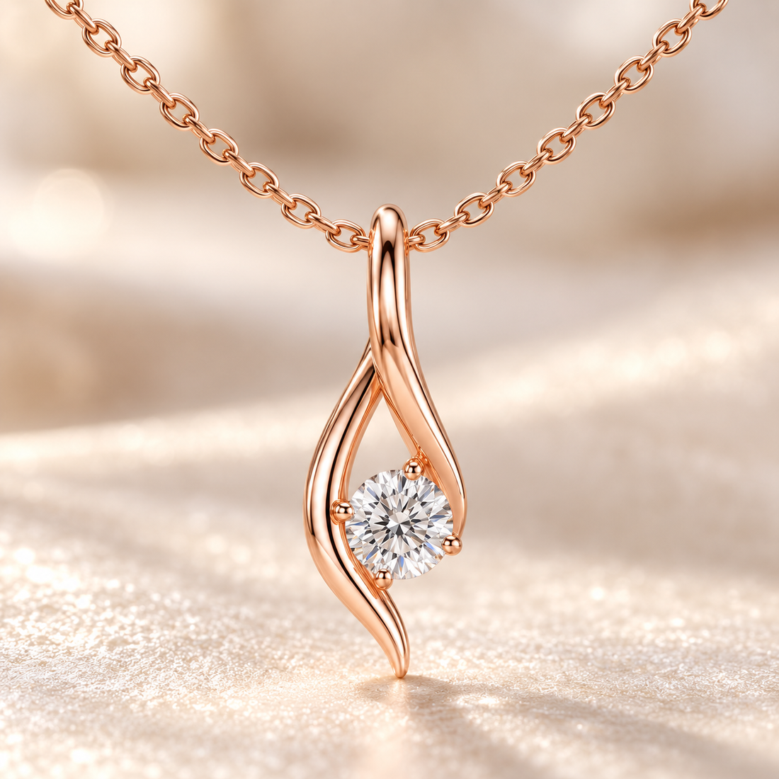 Eternal Embrace 0.50 CT Round Lab-Grown Diamond Solitaire Pendant Chain
