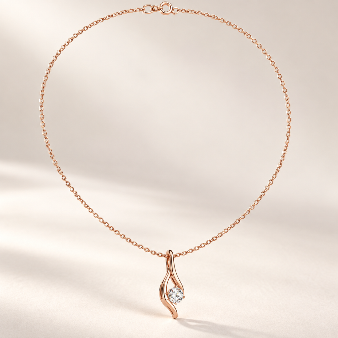 Eternal Embrace 0.50 CT Round Lab-Grown Diamond Solitaire Pendant Chain