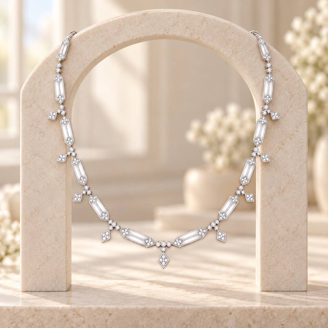 1.34 CT Lab Grown Diamond Geometric Ladies Necklace