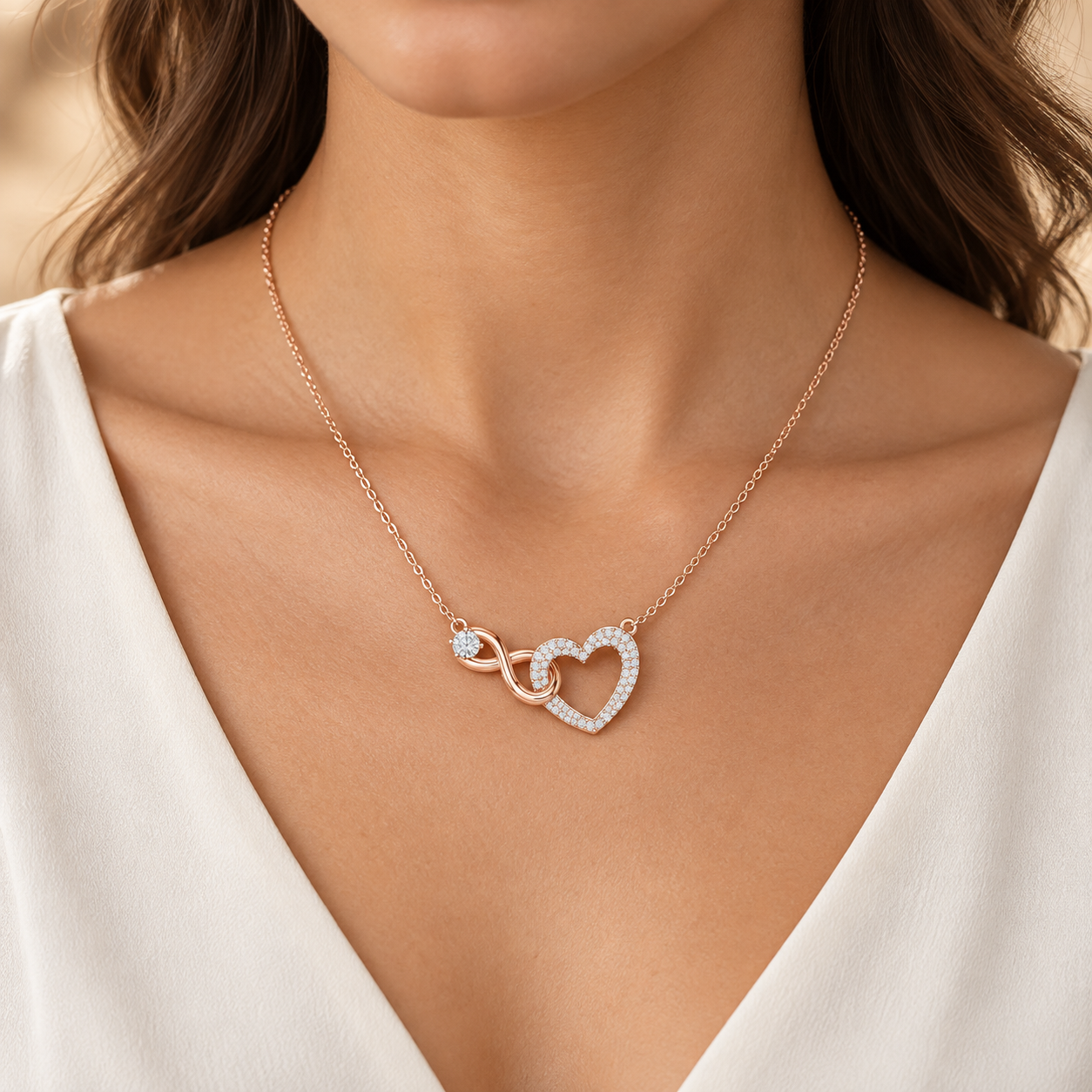 Eternal Devotion 0.88 CT Diamond Infinity Heart Chain Necklace