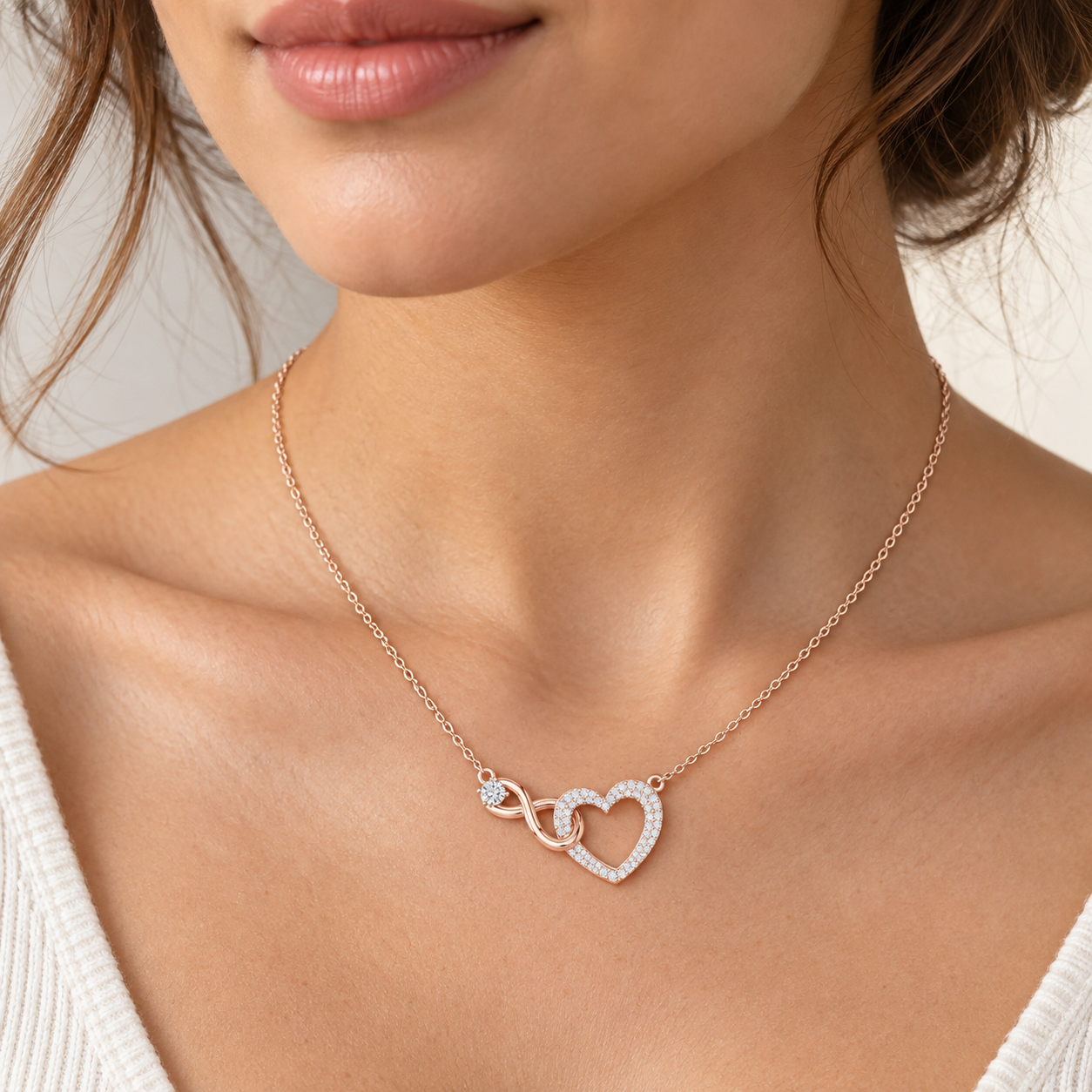 Eternal Devotion 0.88 CT Diamond Infinity Heart Chain Necklace