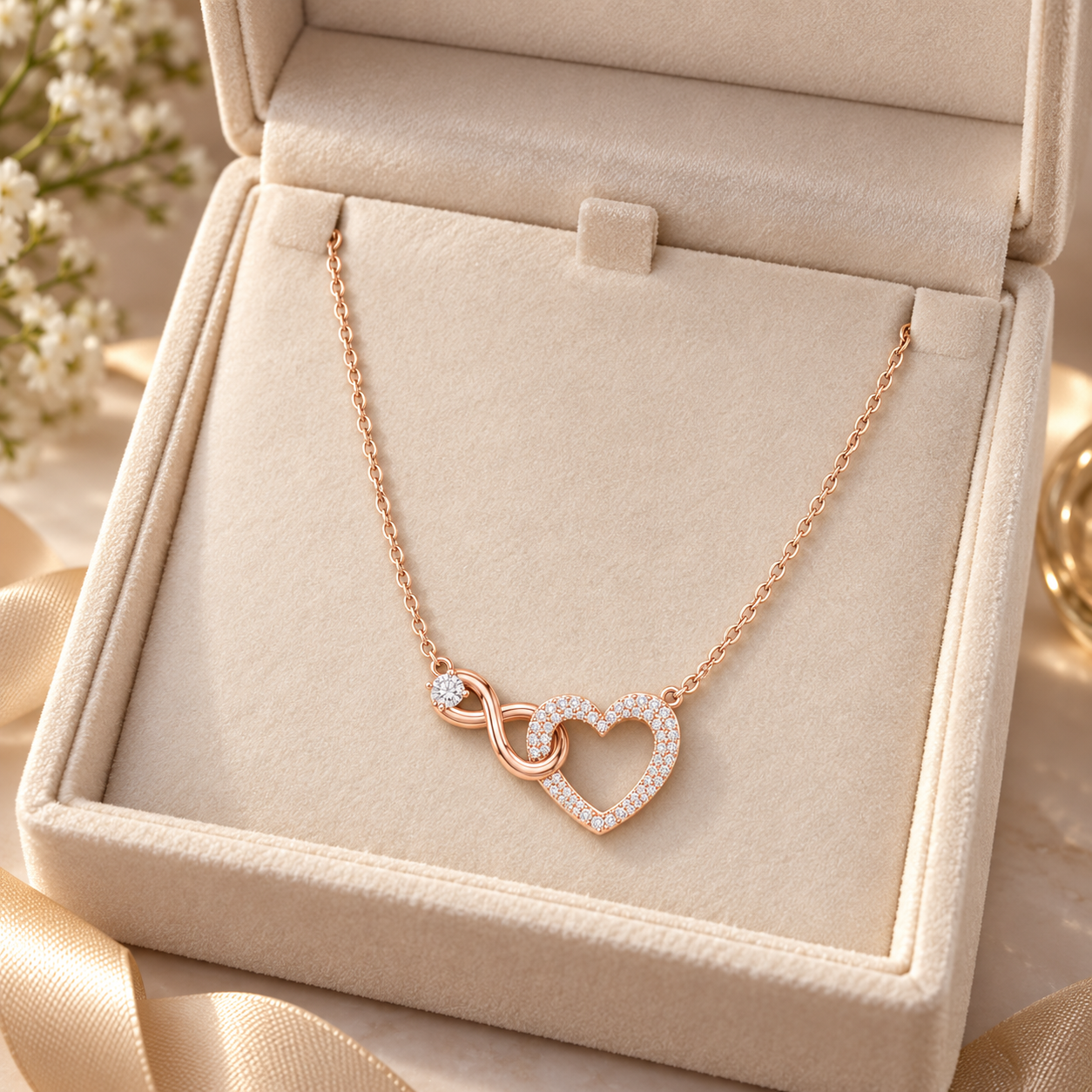 Eternal Devotion 0.88 CT Diamond Infinity Heart Chain Necklace