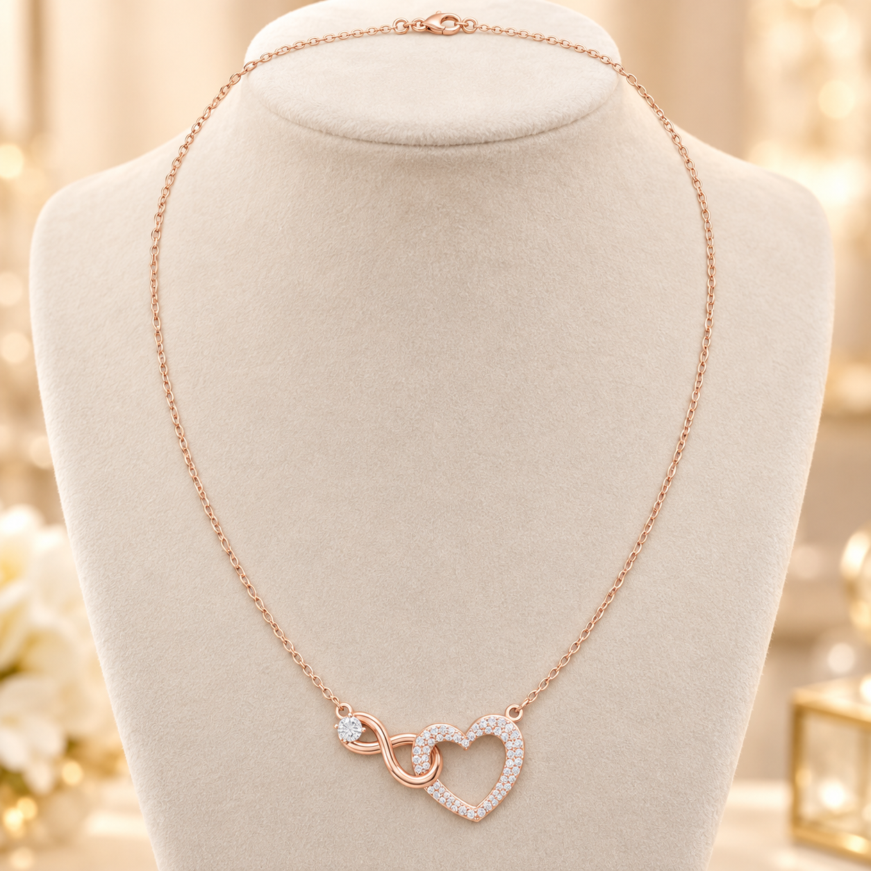 Eternal Devotion 0.88 CT Diamond Infinity Heart Chain Necklace