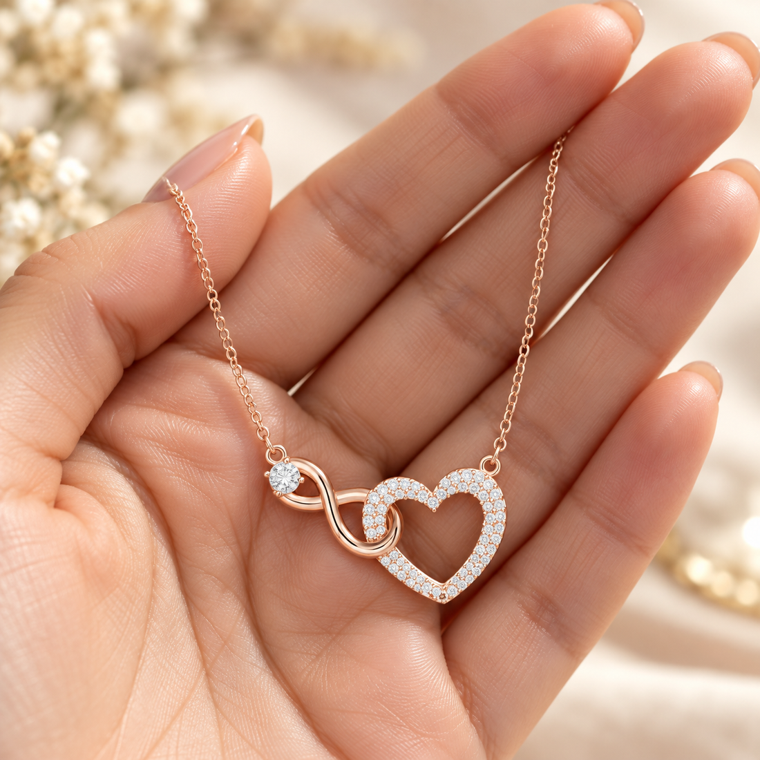 Eternal Devotion 0.88 CT Diamond Infinity Heart Chain Necklace