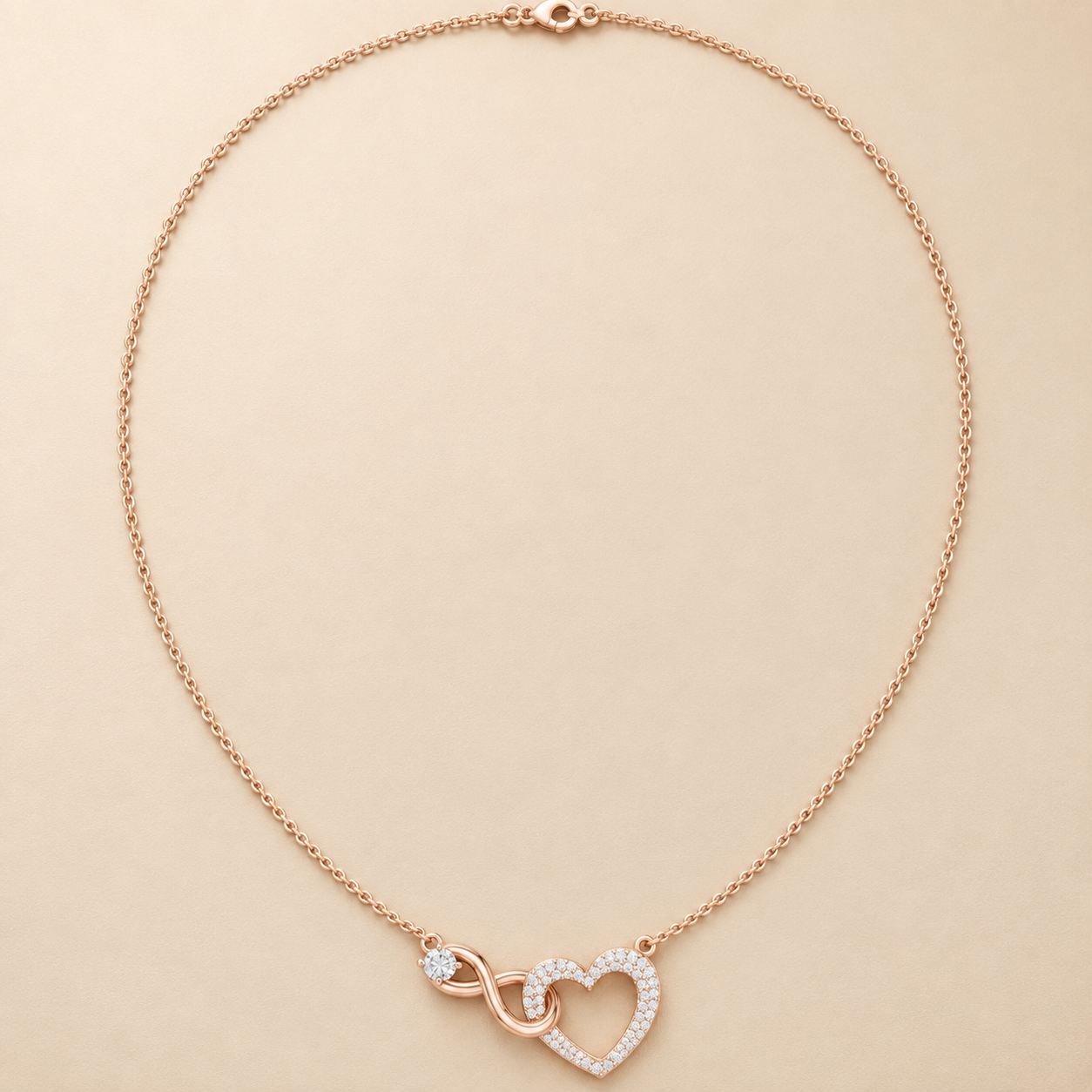 Eternal Devotion 0.88 CT Diamond Infinity Heart Chain Necklace