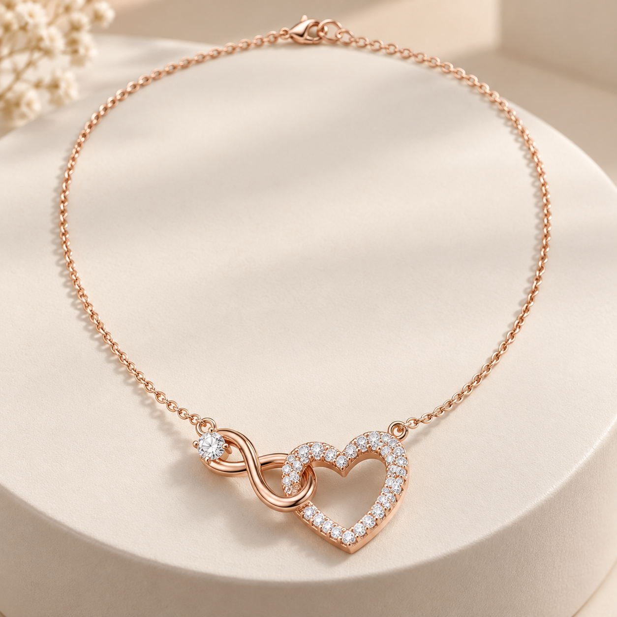 Eternal Devotion 0.88 CT Diamond Infinity Heart Chain Necklace