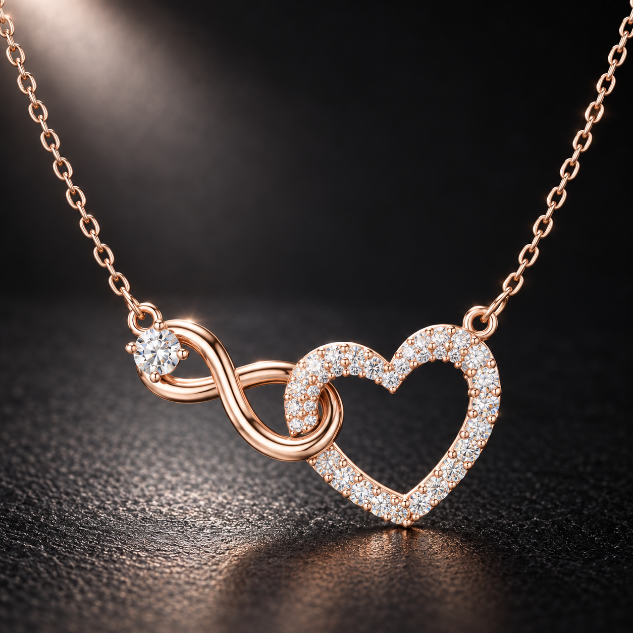 Eternal Devotion 0.88 CT Diamond Infinity Heart Chain Necklace