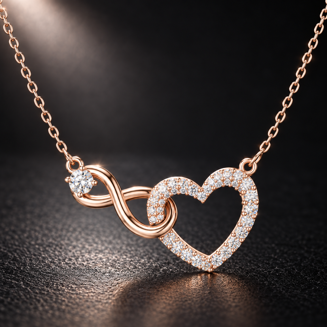 Eternal Devotion 0.88 CT Diamond Infinity Heart Chain Necklace