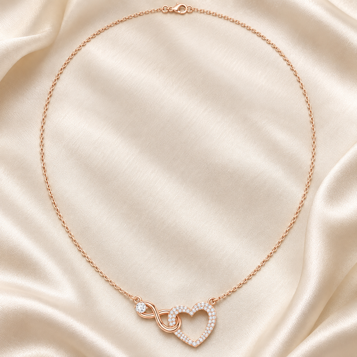 Eternal Devotion 0.88 CT Diamond Infinity Heart Chain Necklace