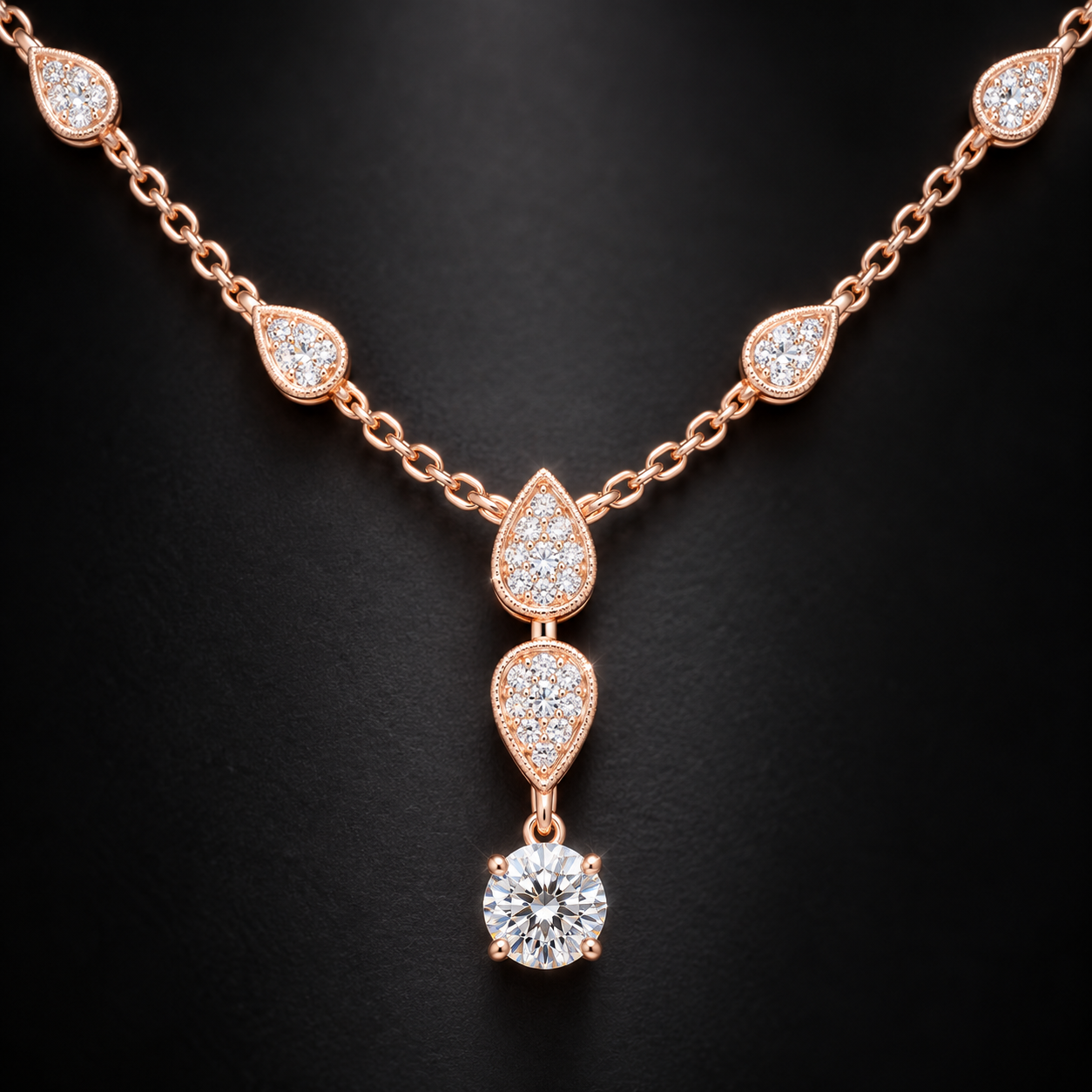 Celestial Dew 0.64 CT Pear Diamond Drop Necklace