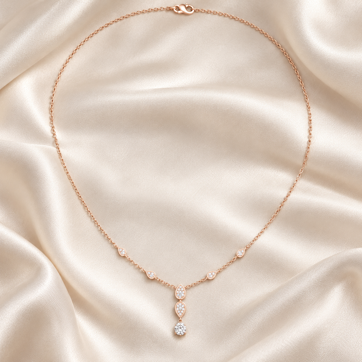 Celestial Dew 0.64 CT Pear Diamond Drop Necklace